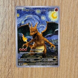 Charizard 'The Starry Night' Art Print - Orange & Blue